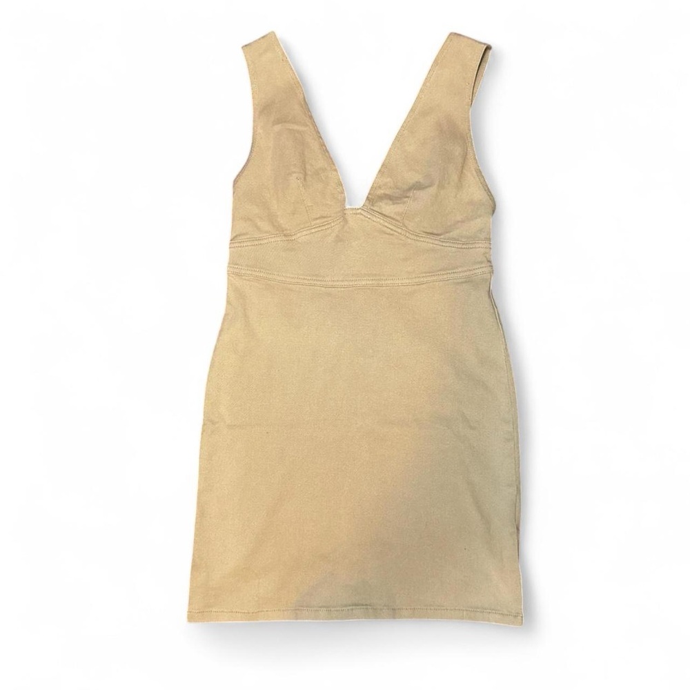 NEW MINKPINK x MP|D Phoebe Tan Fitted Denim Pinnie Dress — MEDIUM